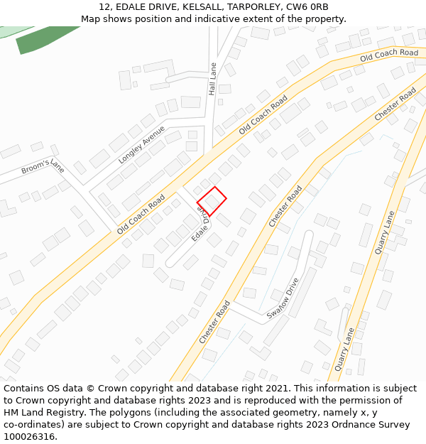 12, EDALE DRIVE, KELSALL, TARPORLEY, CW6 0RB: Location map and indicative extent of plot