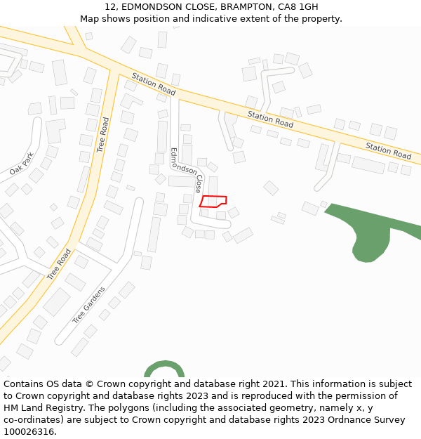 12, EDMONDSON CLOSE, BRAMPTON, CA8 1GH: Location map and indicative extent of plot