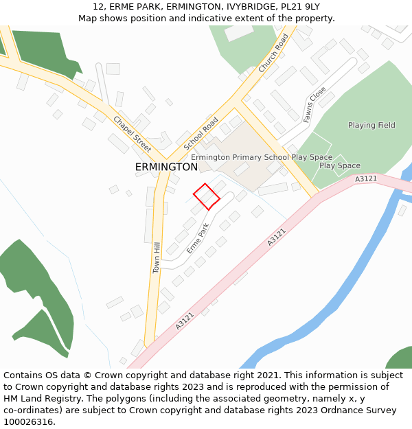 12, ERME PARK, ERMINGTON, IVYBRIDGE, PL21 9LY: Location map and indicative extent of plot