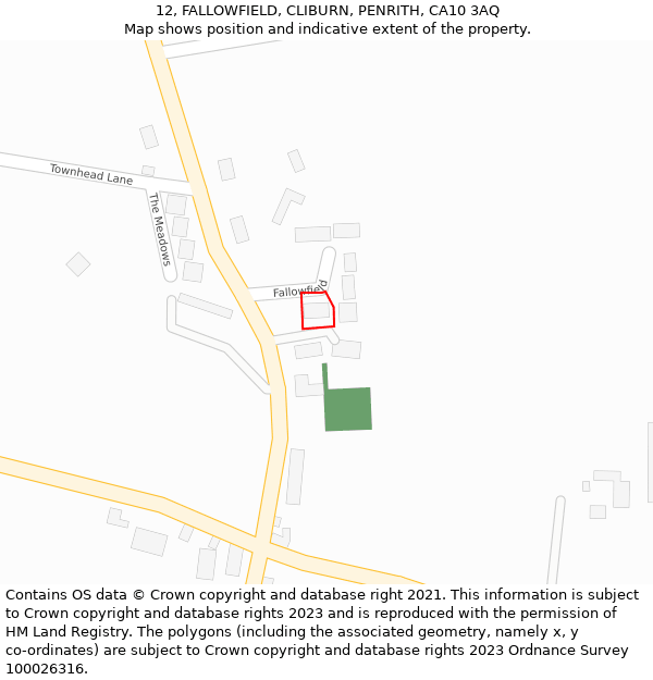 12, FALLOWFIELD, CLIBURN, PENRITH, CA10 3AQ: Location map and indicative extent of plot