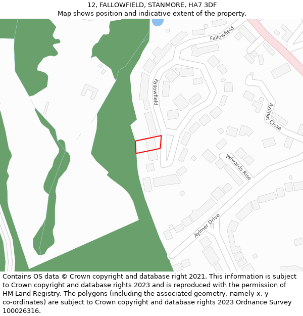 12, FALLOWFIELD, STANMORE, HA7 3DF: Location map and indicative extent of plot