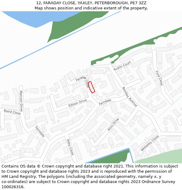 12, FARADAY CLOSE, YAXLEY, PETERBOROUGH, PE7 3ZZ: Location map and indicative extent of plot