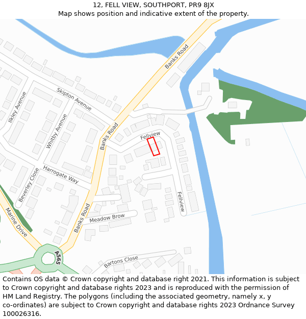 12, FELL VIEW, SOUTHPORT, PR9 8JX: Location map and indicative extent of plot