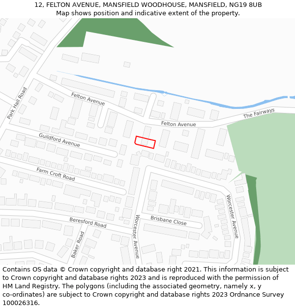 12, FELTON AVENUE, MANSFIELD WOODHOUSE, MANSFIELD, NG19 8UB: Location map and indicative extent of plot