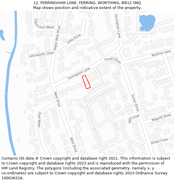 12, FERRINGHAM LANE, FERRING, WORTHING, BN12 5NQ: Location map and indicative extent of plot