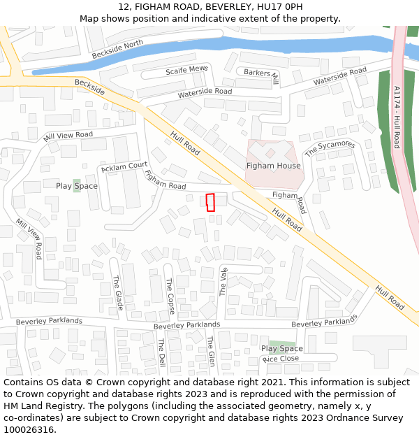 12, FIGHAM ROAD, BEVERLEY, HU17 0PH: Location map and indicative extent of plot