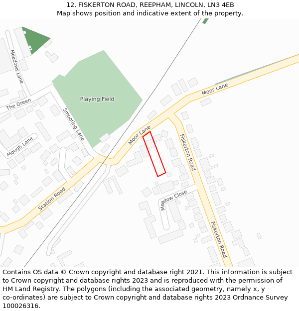 12, FISKERTON ROAD, REEPHAM, LINCOLN, LN3 4EB: Location map and indicative extent of plot