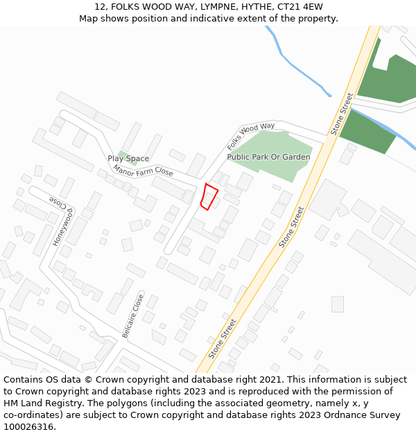 12, FOLKS WOOD WAY, LYMPNE, HYTHE, CT21 4EW: Location map and indicative extent of plot