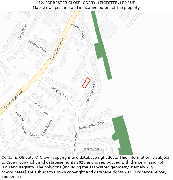 12, FORRESTER CLOSE, COSBY, LEICESTER, LE9 1UP: Location map and indicative extent of plot