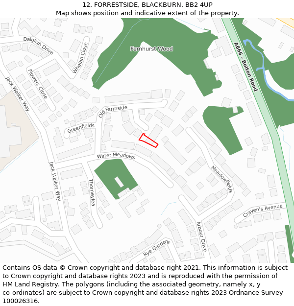 12, FORRESTSIDE, BLACKBURN, BB2 4UP: Location map and indicative extent of plot