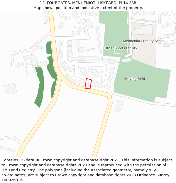 12, FOURGATES, MENHENIOT, LISKEARD, PL14 3SR: Location map and indicative extent of plot