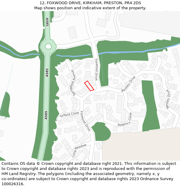 12, FOXWOOD DRIVE, KIRKHAM, PRESTON, PR4 2DS: Location map and indicative extent of plot