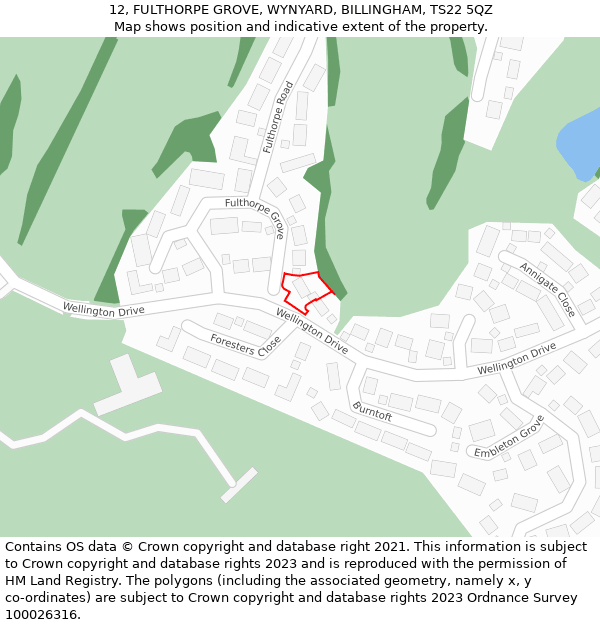 12, FULTHORPE GROVE, WYNYARD, BILLINGHAM, TS22 5QZ: Location map and indicative extent of plot
