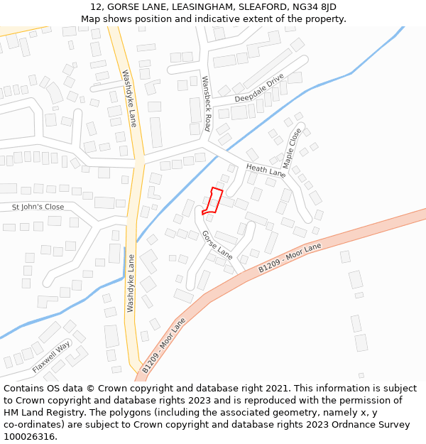 12, GORSE LANE, LEASINGHAM, SLEAFORD, NG34 8JD: Location map and indicative extent of plot