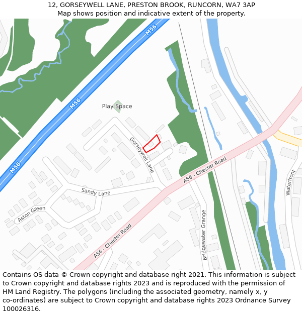 12, GORSEYWELL LANE, PRESTON BROOK, RUNCORN, WA7 3AP: Location map and indicative extent of plot