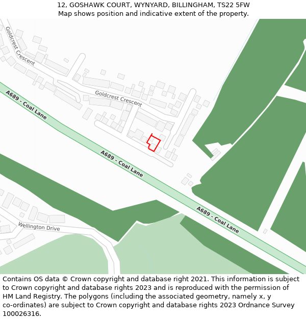 12, GOSHAWK COURT, WYNYARD, BILLINGHAM, TS22 5FW: Location map and indicative extent of plot