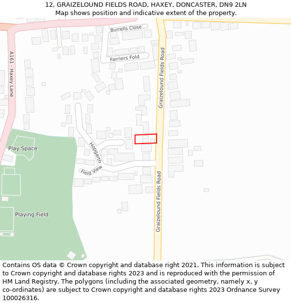 12, GRAIZELOUND FIELDS ROAD, HAXEY, DONCASTER, DN9 2LN: Location map and indicative extent of plot