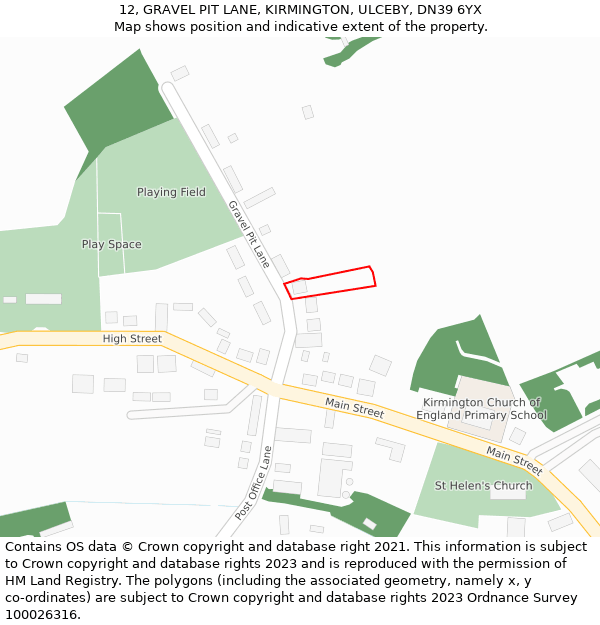 12, GRAVEL PIT LANE, KIRMINGTON, ULCEBY, DN39 6YX: Location map and indicative extent of plot