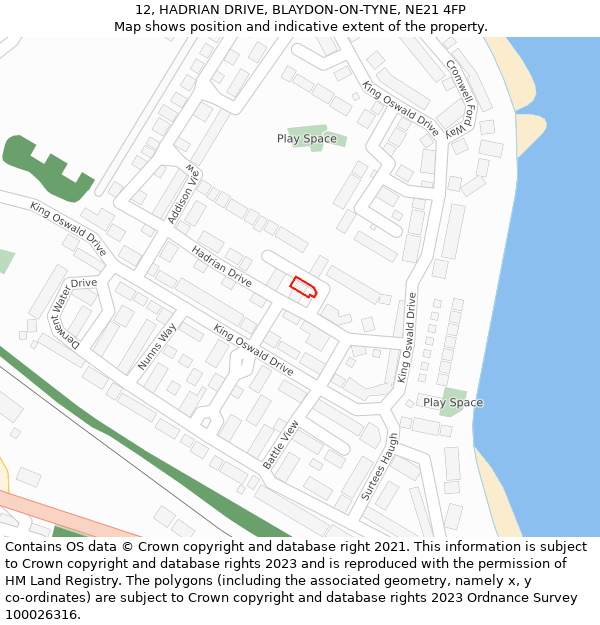12, HADRIAN DRIVE, BLAYDON-ON-TYNE, NE21 4FP: Location map and indicative extent of plot