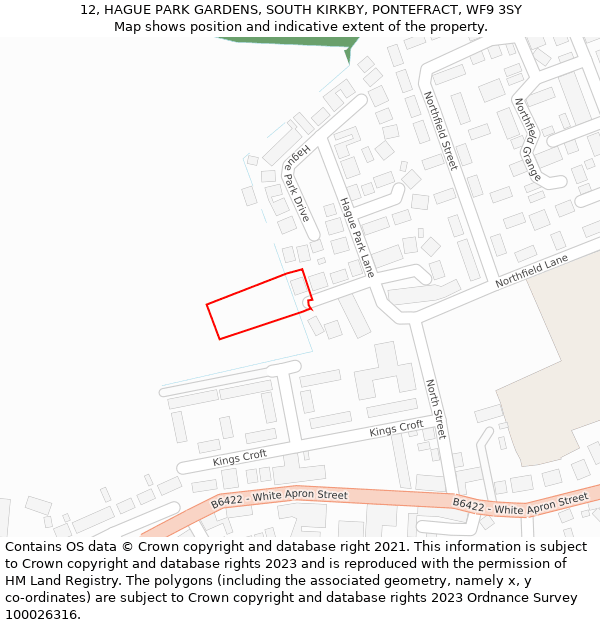 12, HAGUE PARK GARDENS, SOUTH KIRKBY, PONTEFRACT, WF9 3SY: Location map and indicative extent of plot