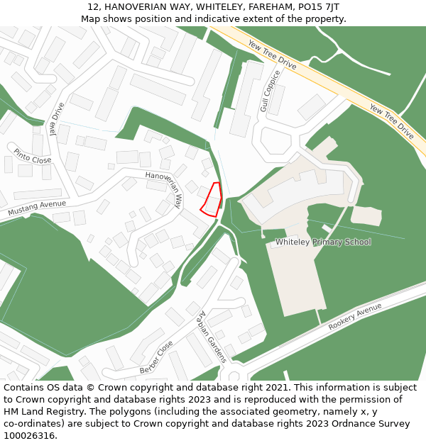 12, HANOVERIAN WAY, WHITELEY, FAREHAM, PO15 7JT: Location map and indicative extent of plot