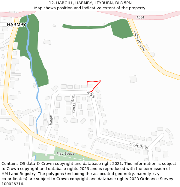 12, HARGILL, HARMBY, LEYBURN, DL8 5PN: Location map and indicative extent of plot