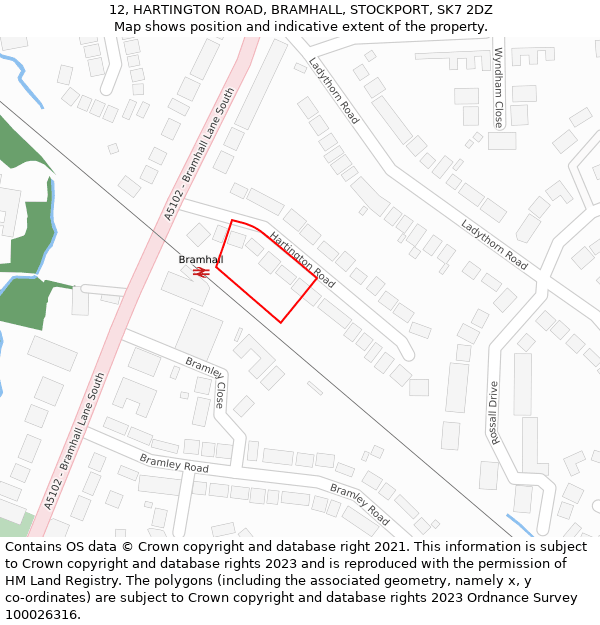 12, HARTINGTON ROAD, BRAMHALL, STOCKPORT, SK7 2DZ: Location map and indicative extent of plot