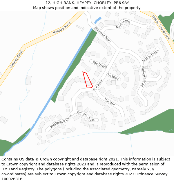 12, HIGH BANK, HEAPEY, CHORLEY, PR6 9AY: Location map and indicative extent of plot