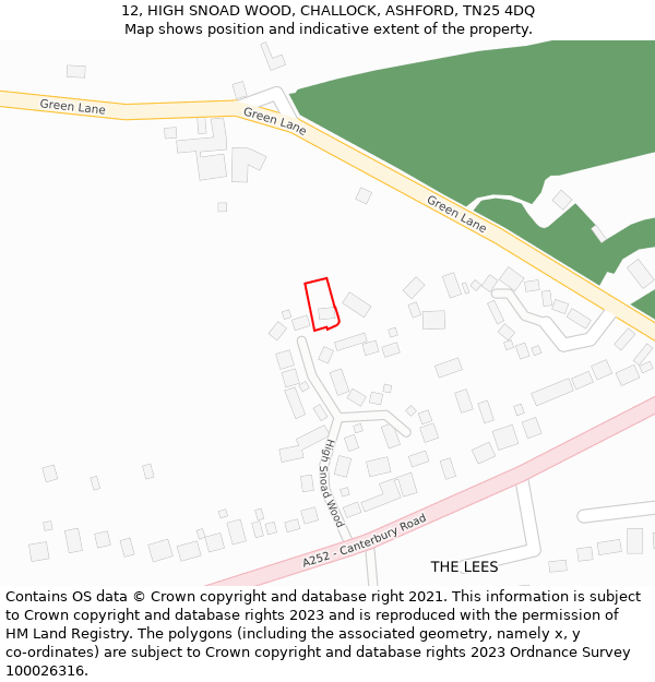 12, HIGH SNOAD WOOD, CHALLOCK, ASHFORD, TN25 4DQ: Location map and indicative extent of plot