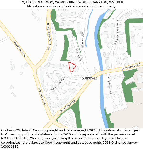 12, HOLENDENE WAY, WOMBOURNE, WOLVERHAMPTON, WV5 8EP: Location map and indicative extent of plot