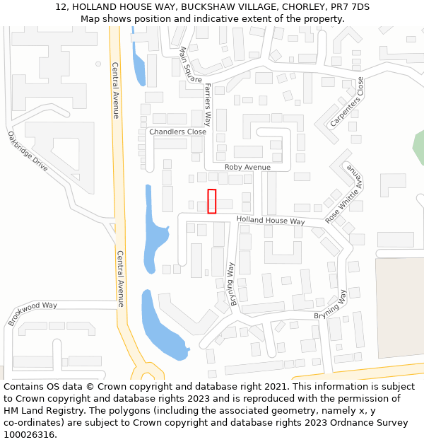 12, HOLLAND HOUSE WAY, BUCKSHAW VILLAGE, CHORLEY, PR7 7DS: Location map and indicative extent of plot