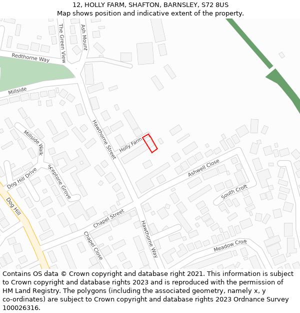 12, HOLLY FARM, SHAFTON, BARNSLEY, S72 8US: Location map and indicative extent of plot