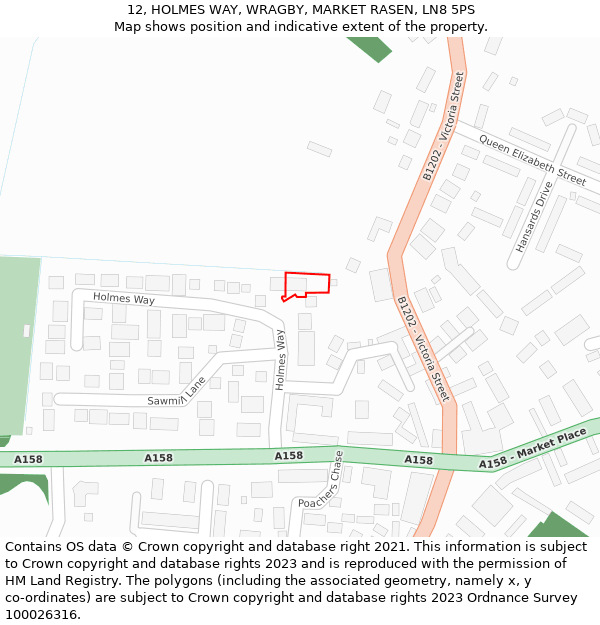 12, HOLMES WAY, WRAGBY, MARKET RASEN, LN8 5PS: Location map and indicative extent of plot