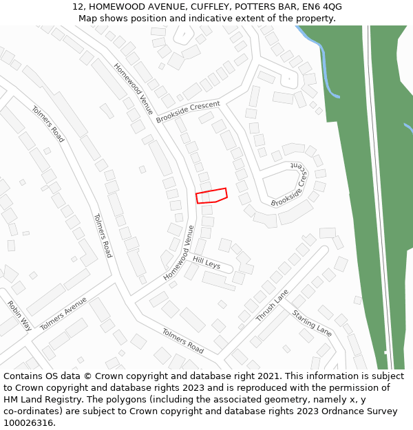 12, HOMEWOOD AVENUE, CUFFLEY, POTTERS BAR, EN6 4QG: Location map and indicative extent of plot