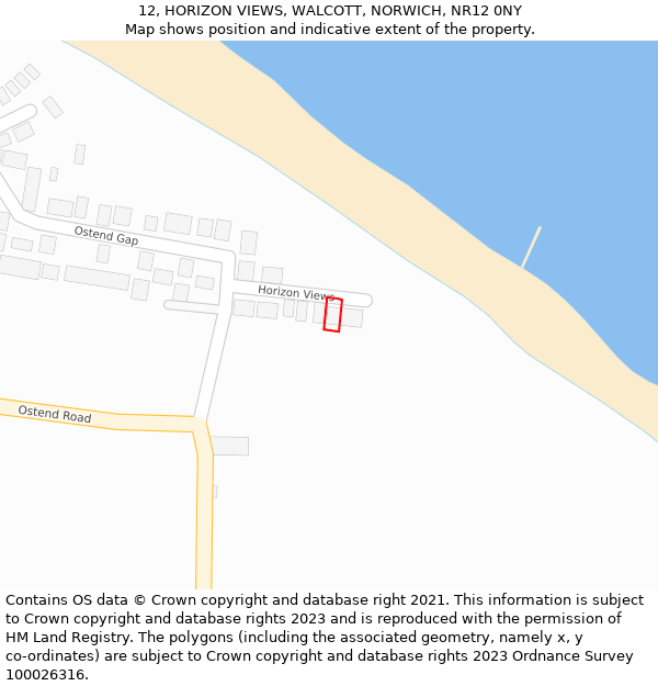 12, HORIZON VIEWS, WALCOTT, NORWICH, NR12 0NY: Location map and indicative extent of plot