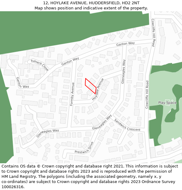 12, HOYLAKE AVENUE, HUDDERSFIELD, HD2 2NT: Location map and indicative extent of plot