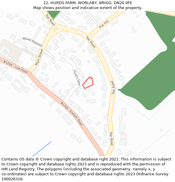 12, HURDS FARM, WORLABY, BRIGG, DN20 0FE: Location map and indicative extent of plot
