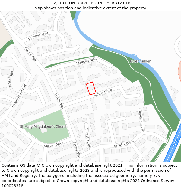 12, HUTTON DRIVE, BURNLEY, BB12 0TR: Location map and indicative extent of plot