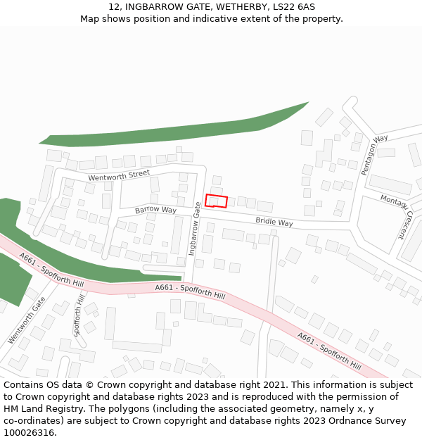 12, INGBARROW GATE, WETHERBY, LS22 6AS: Location map and indicative extent of plot