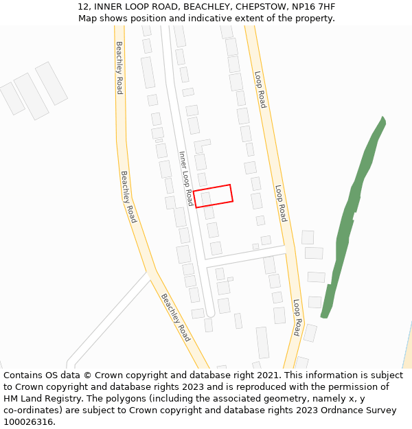 12, INNER LOOP ROAD, BEACHLEY, CHEPSTOW, NP16 7HF: Location map and indicative extent of plot
