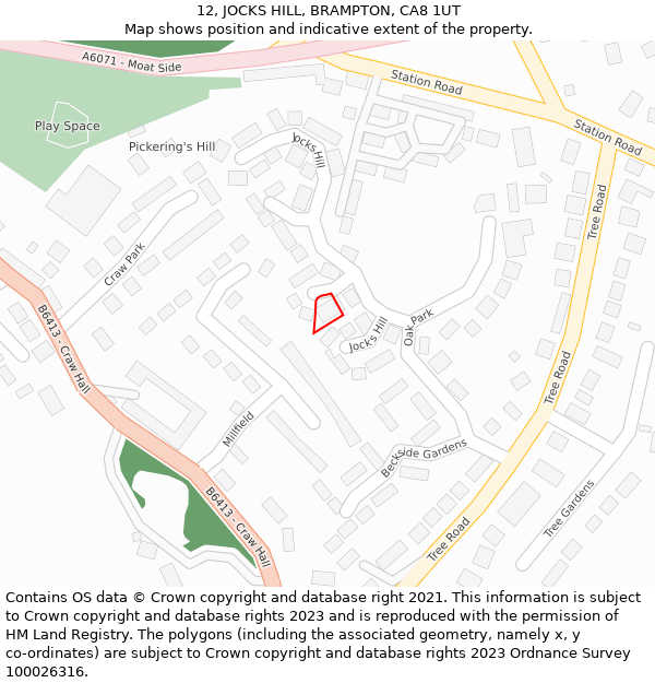 12, JOCKS HILL, BRAMPTON, CA8 1UT: Location map and indicative extent of plot