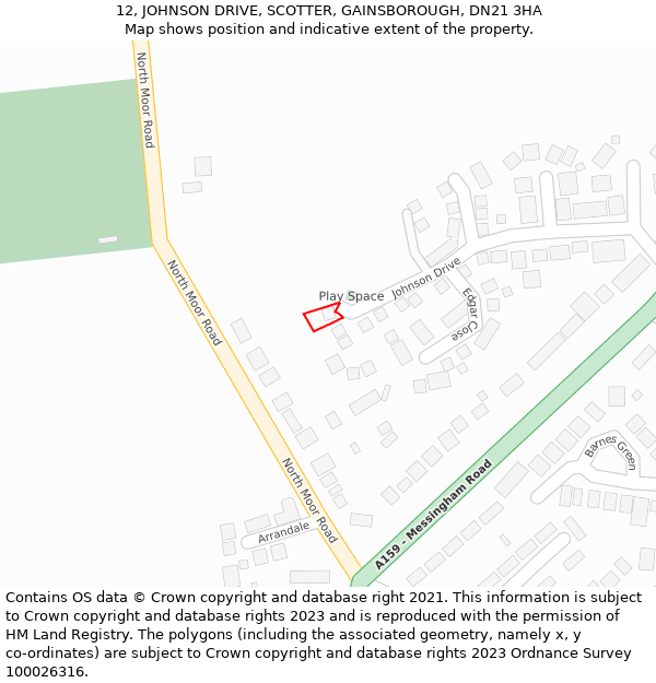 12, JOHNSON DRIVE, SCOTTER, GAINSBOROUGH, DN21 3HA: Location map and indicative extent of plot