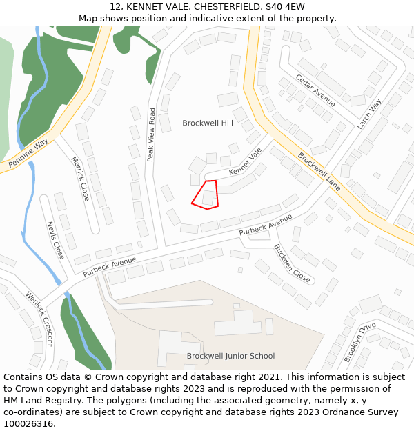 12, KENNET VALE, CHESTERFIELD, S40 4EW: Location map and indicative extent of plot