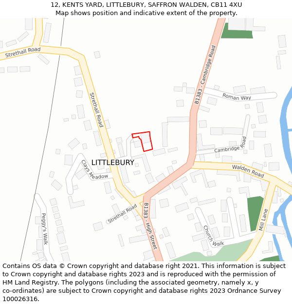 12, KENTS YARD, LITTLEBURY, SAFFRON WALDEN, CB11 4XU: Location map and indicative extent of plot