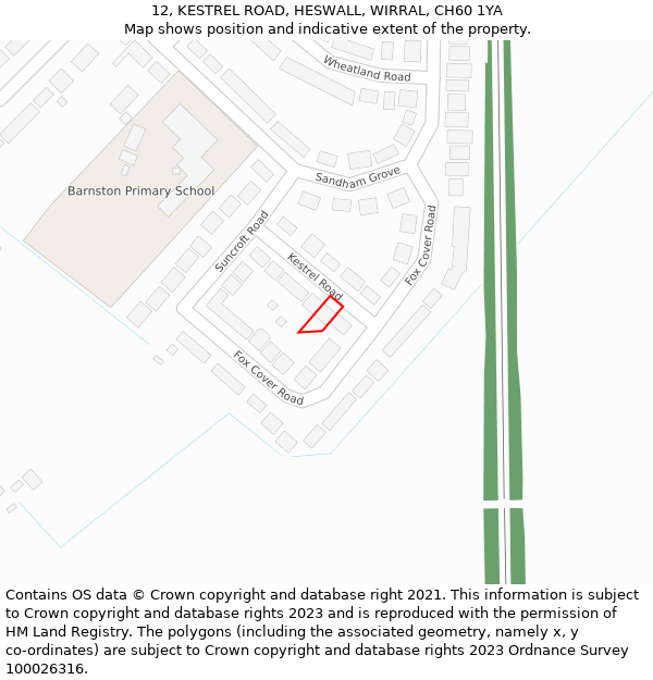 12, KESTREL ROAD, HESWALL, WIRRAL, CH60 1YA: Location map and indicative extent of plot