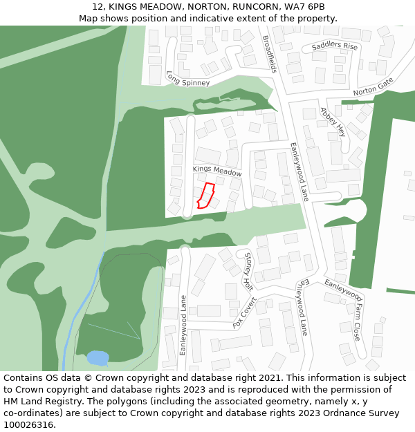 12, KINGS MEADOW, NORTON, RUNCORN, WA7 6PB: Location map and indicative extent of plot