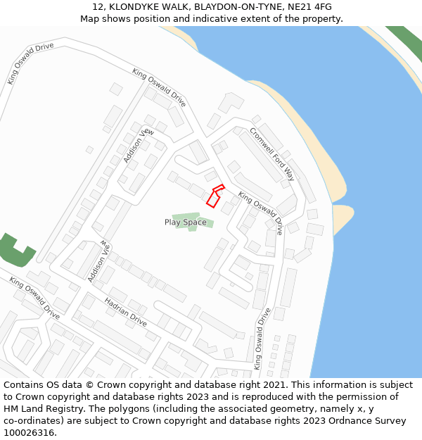 12, KLONDYKE WALK, BLAYDON-ON-TYNE, NE21 4FG: Location map and indicative extent of plot