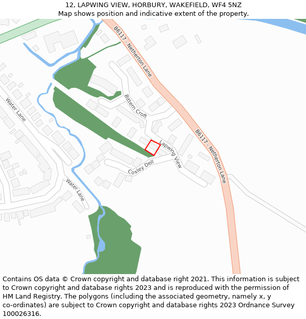 12, LAPWING VIEW, HORBURY, WAKEFIELD, WF4 5NZ: Location map and indicative extent of plot