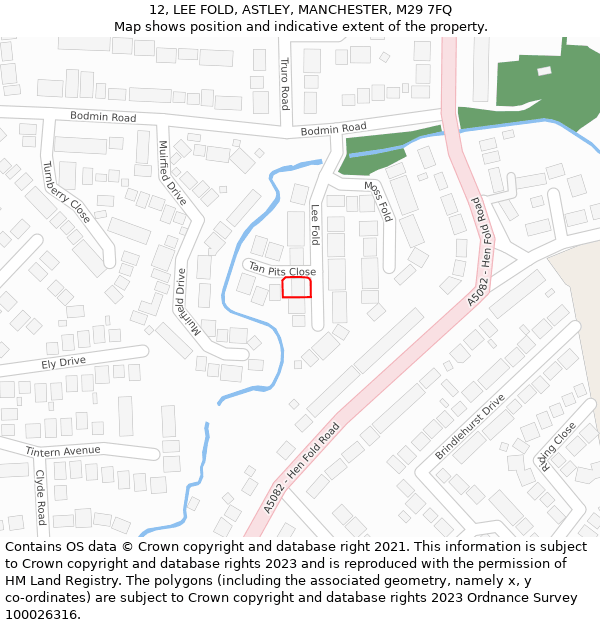 12, LEE FOLD, ASTLEY, MANCHESTER, M29 7FQ: Location map and indicative extent of plot