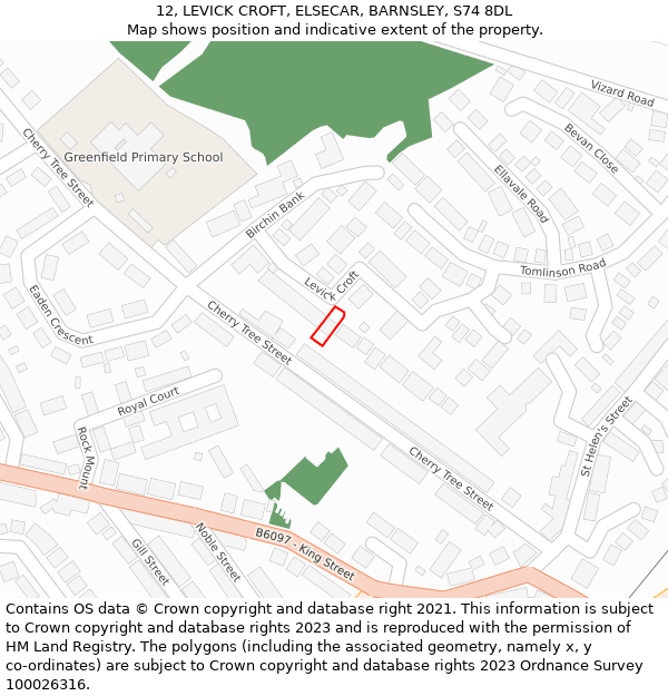 12, LEVICK CROFT, ELSECAR, BARNSLEY, S74 8DL: Location map and indicative extent of plot